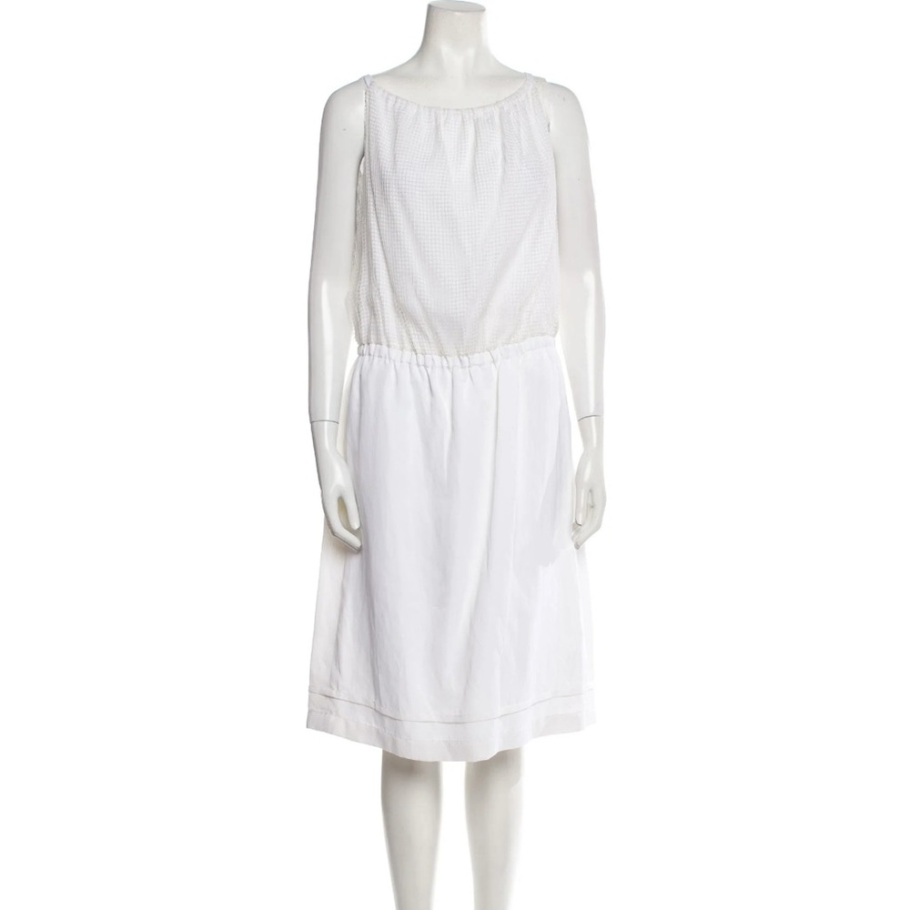 NEW Escada Sleeveless White Boat Neck Midi Dress